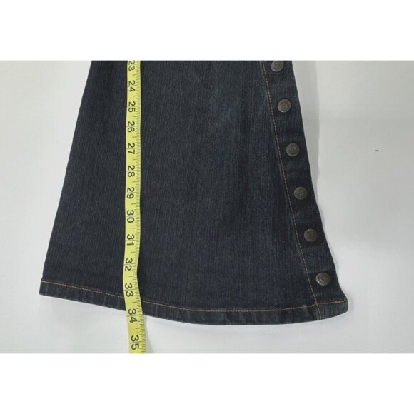 Y2K Parasuco Denim Jeans 31x33 Stretch Snap Open Flared Fringe Rhinestone Hippie - Picture 10 of 16